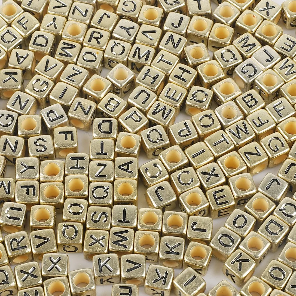 100 шт. 6 мм смешанные Квадратные бусины с буквами алфавита для самостоятельного