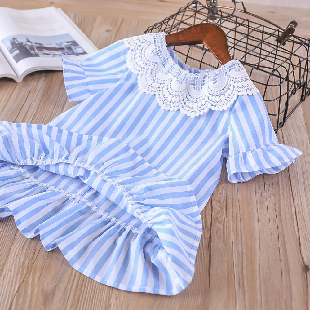 Hurave/платье в полоску с короткими рукавами детская одежда для маленьких девочек