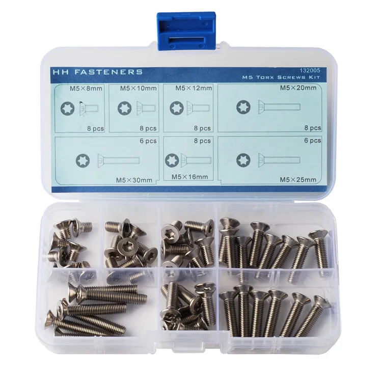 52 шт M5 плоская головка Torx винты набор из нержавеющей стали|screw assortment|screw stainless steeltorx