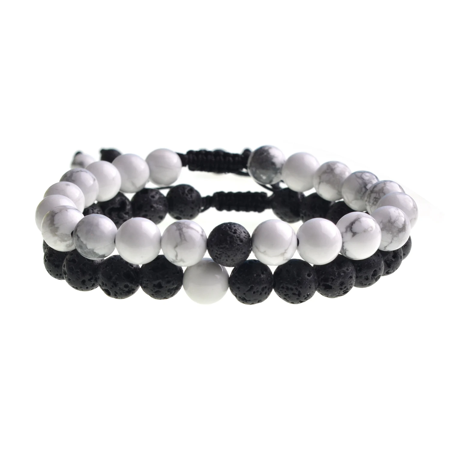 2PCS/lOT Fashion Friendship Woven Stone Bracelet Natural Howlite Chakra Healing Men Lava Bangle for Love | Украшения и аксессуары