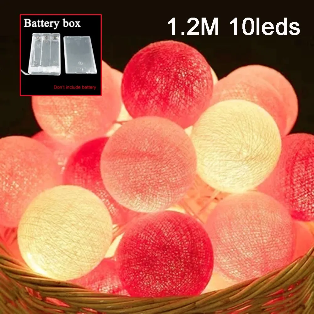 10Led Warm White Розовый Светодиодный светильник, гирлянда 5 см, шар, теплый белый, Сказочная гирлянда, Рождественская, для девочек, комната, свадебное украшение, коробка с батареей ЕС, праздничный светильник s WW - Испускаемый цвет: 10Led Warm White