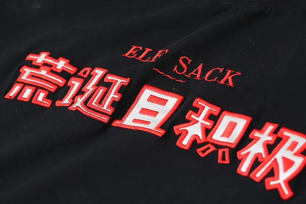 Женская повседневная футболка из хлопка ELF SACK, черная женская футболка с круглым вырезом и бриллиантовой вышивкой, основные топы большого размера для лета