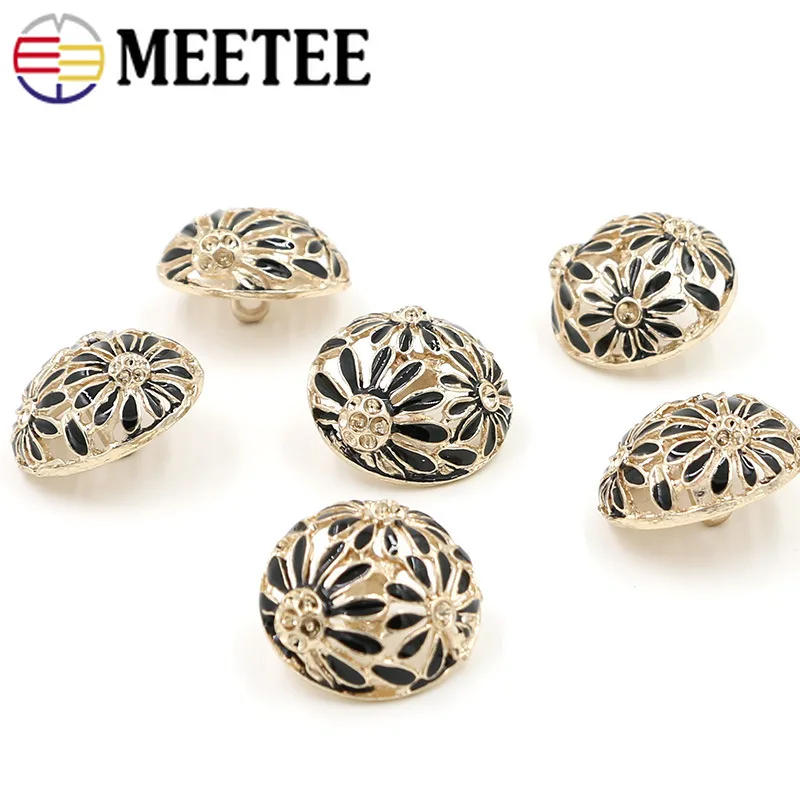 Meetee 10 шт 20/25 мм полый цветок металлические пуговицы куртка diy костюм модная