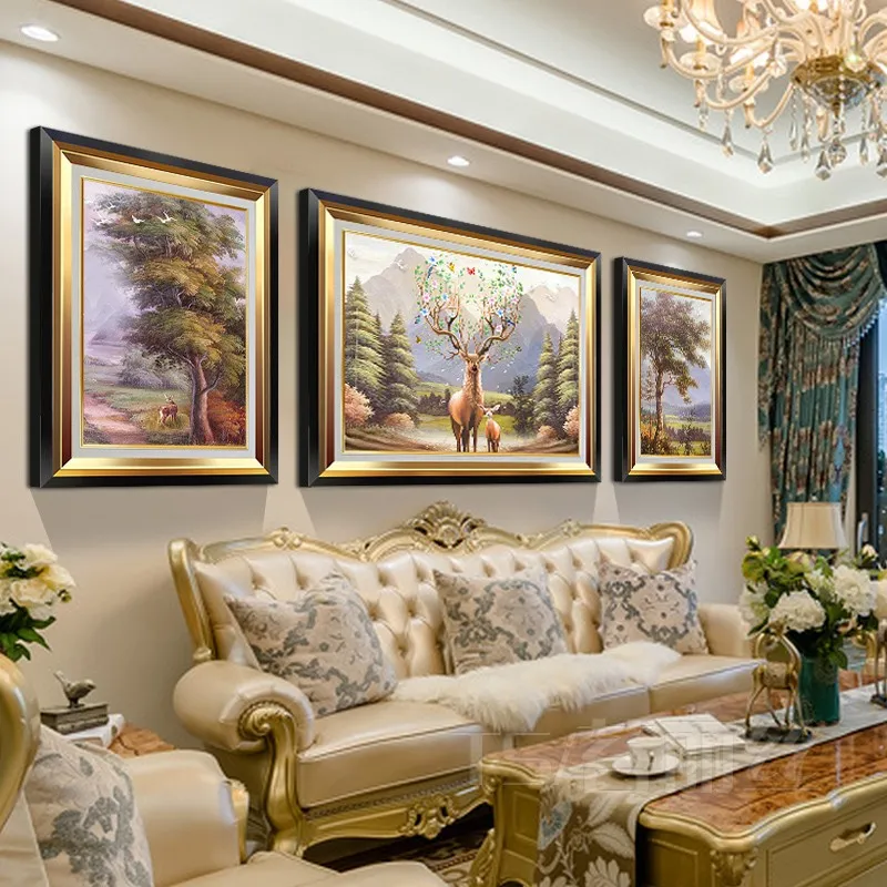 EECAMAIL американский стиль гостиная Фортуна олень алмазная живопись Триптих Полный