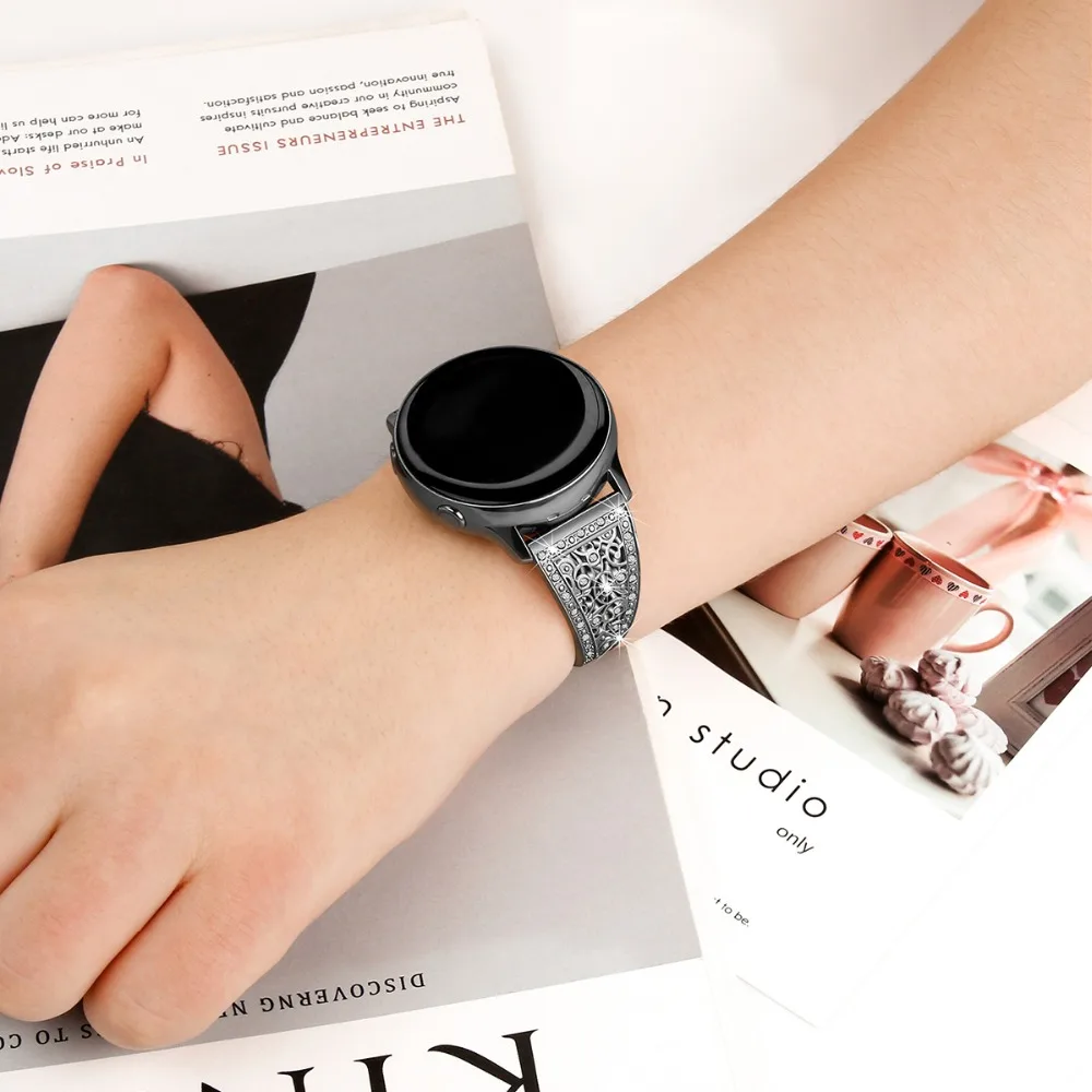 Новинка, для samsung Galaxy Watch, активные полосы, нержавеющая сталь, розовое золото, для samsung Galaxy Watch, активный ремешок для часов, 20 мм, ремешок для часов