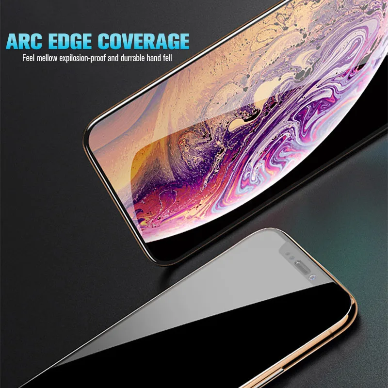 Закаленное стекло 5D Full Cuverd для iPhone XS Max XR X 8 7 6S 6 Plus Взрывозащищенная защита всех