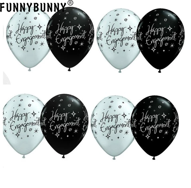 FUNNYBUNNY 10 шт 13 дюймов счастливые помолвки элегантные блестящие черные и серебряные