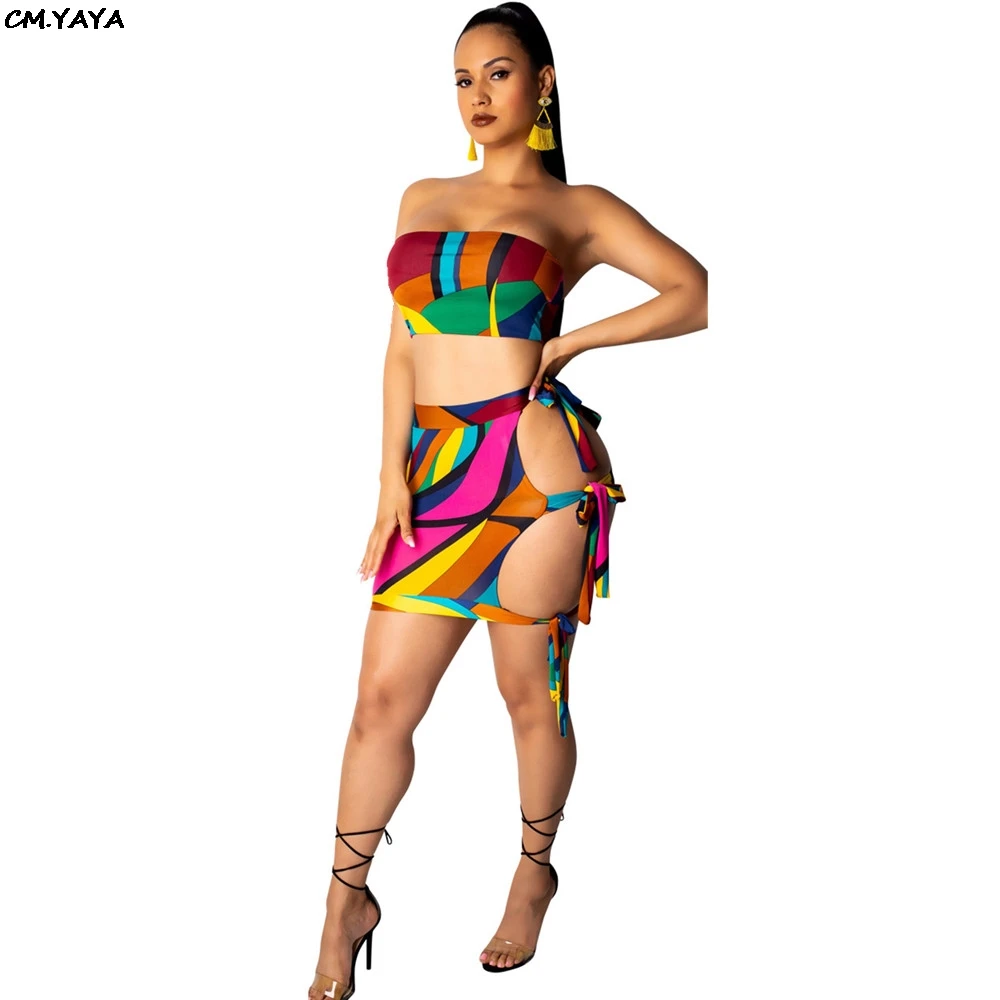 Женский облегающий укороченный Топ без бретелек с геометрическим принтом