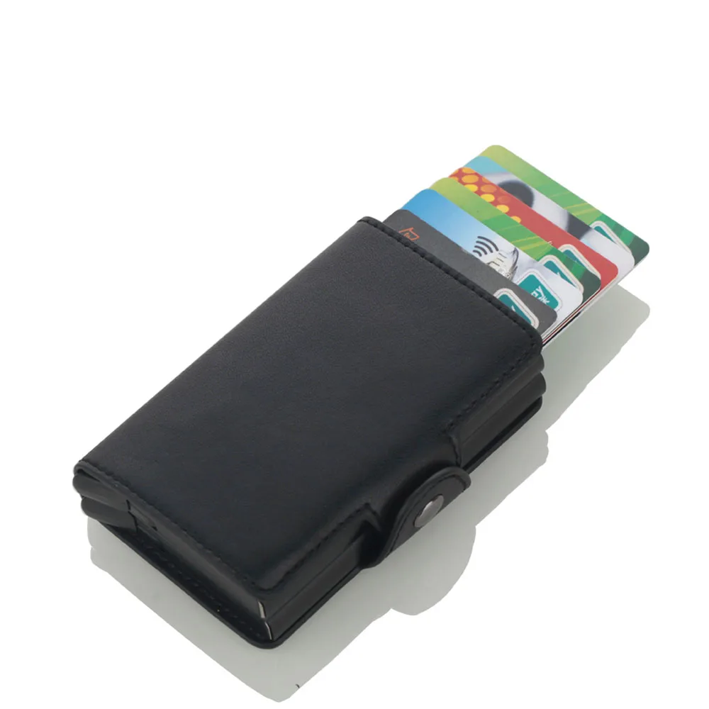 2019 New style double layer Card holder men's Metal Credit Holders With RFID block reading large capacity card cases gift | Багаж и