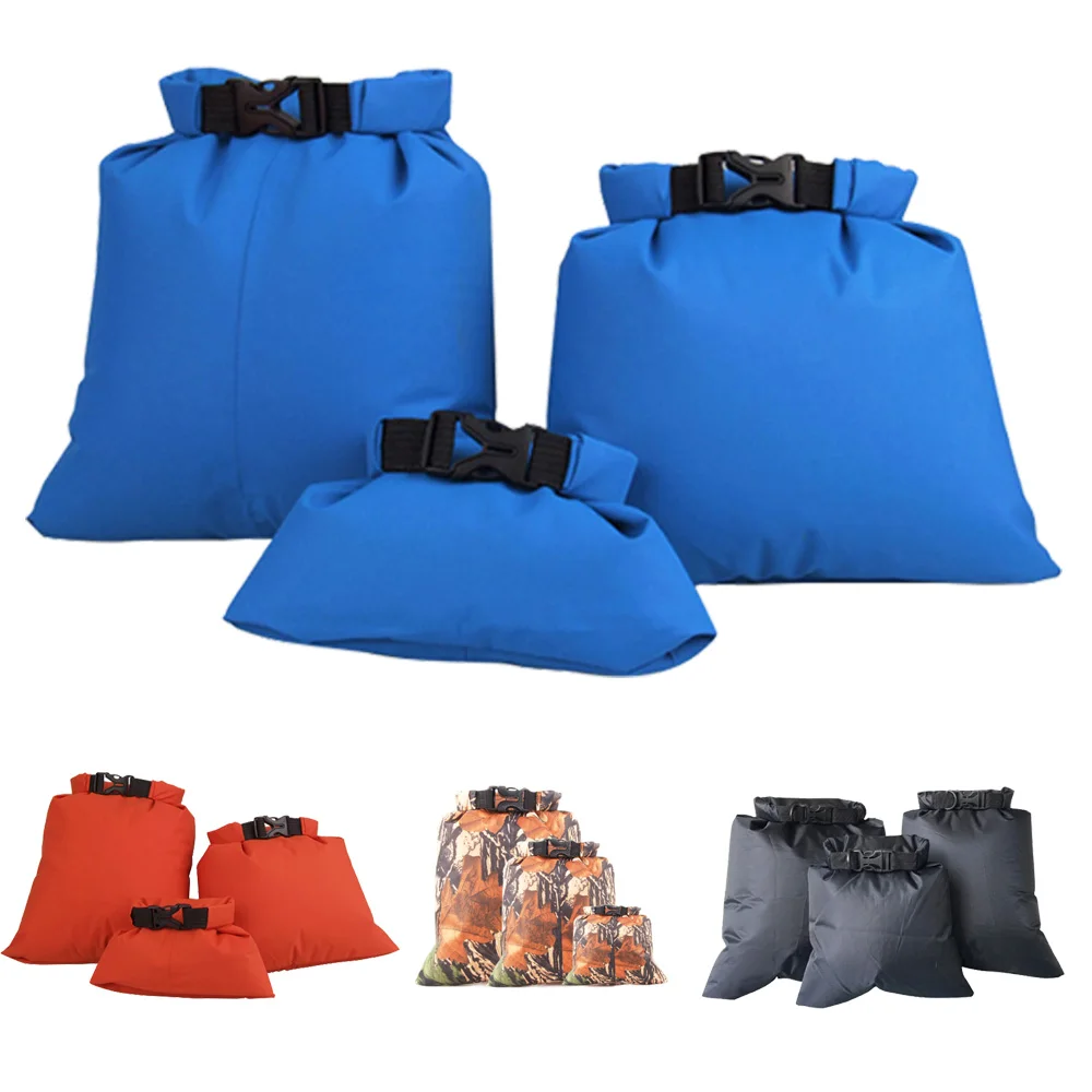 Bolsa seca impermeable para kayak, bolsa de almacenamiento plegable ultraligera de 1,5 l, 2,5 L, 3,5 l, 3 unidades