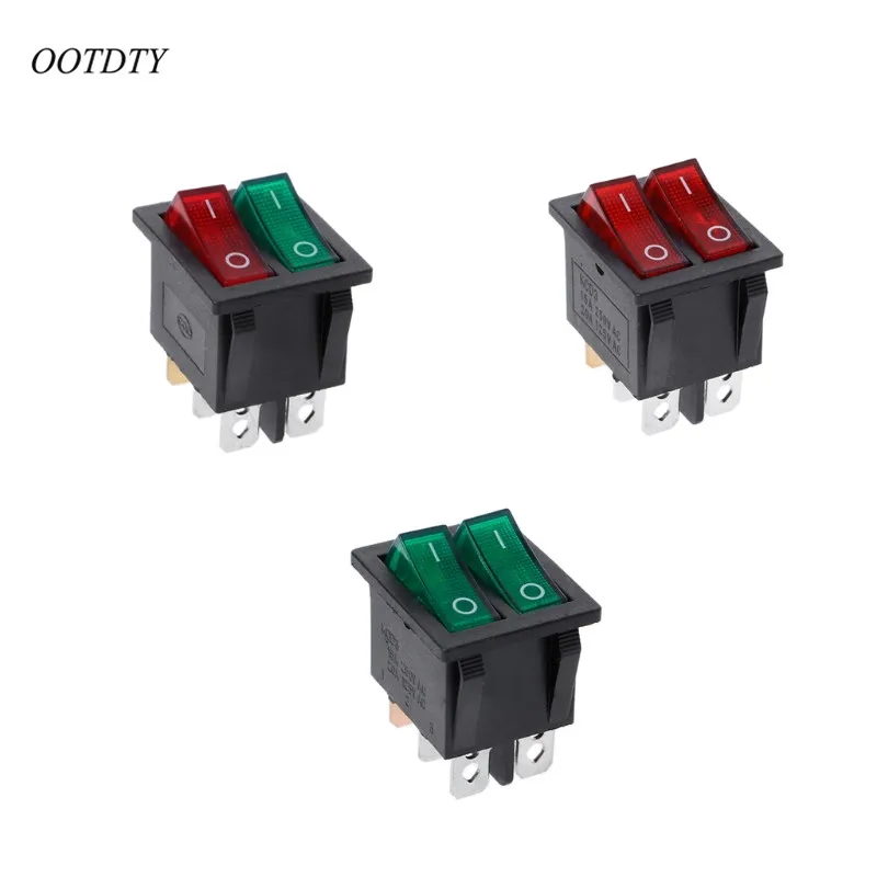 OOTDTY двойной катер кулисный переключатель 6 Pin ВКЛ ВЫКЛ с зеленым красным светом 20A