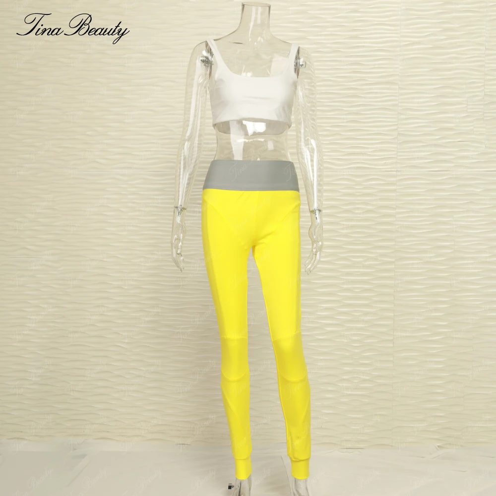 Tina beauty Kylie комплект Gymwear наряды из двух предметов с квадратным вырезом Midriff Бюстье и растягивающиеся длинные