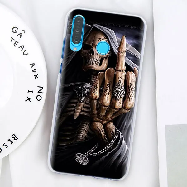 Мрачный смерть с косой Скелет Роскошный чехол для телефона для huawei P30 P30 Pro P9 P10 P20 Lite P Smart плюс вид 20 Жесткий задний Чехол бант - Цвет: 09