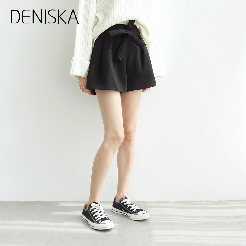 Дениска кружево до Высокая талия шерстяные шорты для женщин повседневное