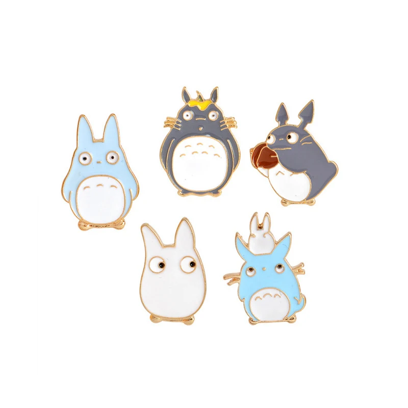 Totoro Для детей от 2 до 8 лет, шт./компл. стильная футболка с изображением персонажей видеоигр броши в виде животных кошка кролики собаки динозавры эмали штырь Аниме Тоторо женские куртки значки Модные украшения - Окраска металла: Totoro