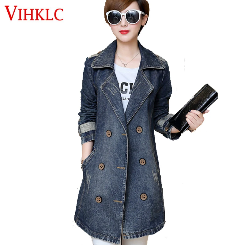 VIHKLC плюс размер S 5XL новая весенняя модная женская куртка из денима джинсы пальто
