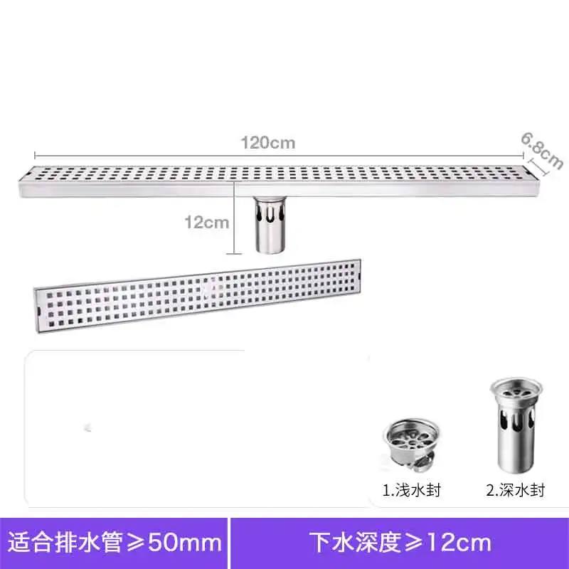 A-120x6.8 Bagnolux 600/700/800/900/1000 мм Высокое качество квадратный 304 Нержавеющая сталь Длинные Линейный напольная Решетка отходов Слив в ванной - Цвет: A-120x6.8