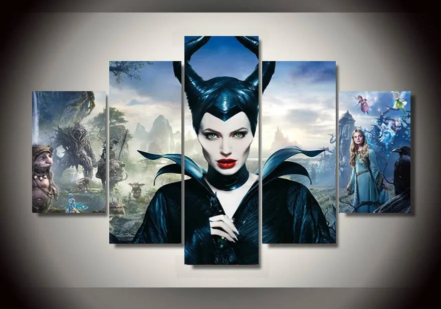Без рамы напечатаны Maleficent группы живописи Детская комната Декор Принт плакат картина холст живопись по номерам