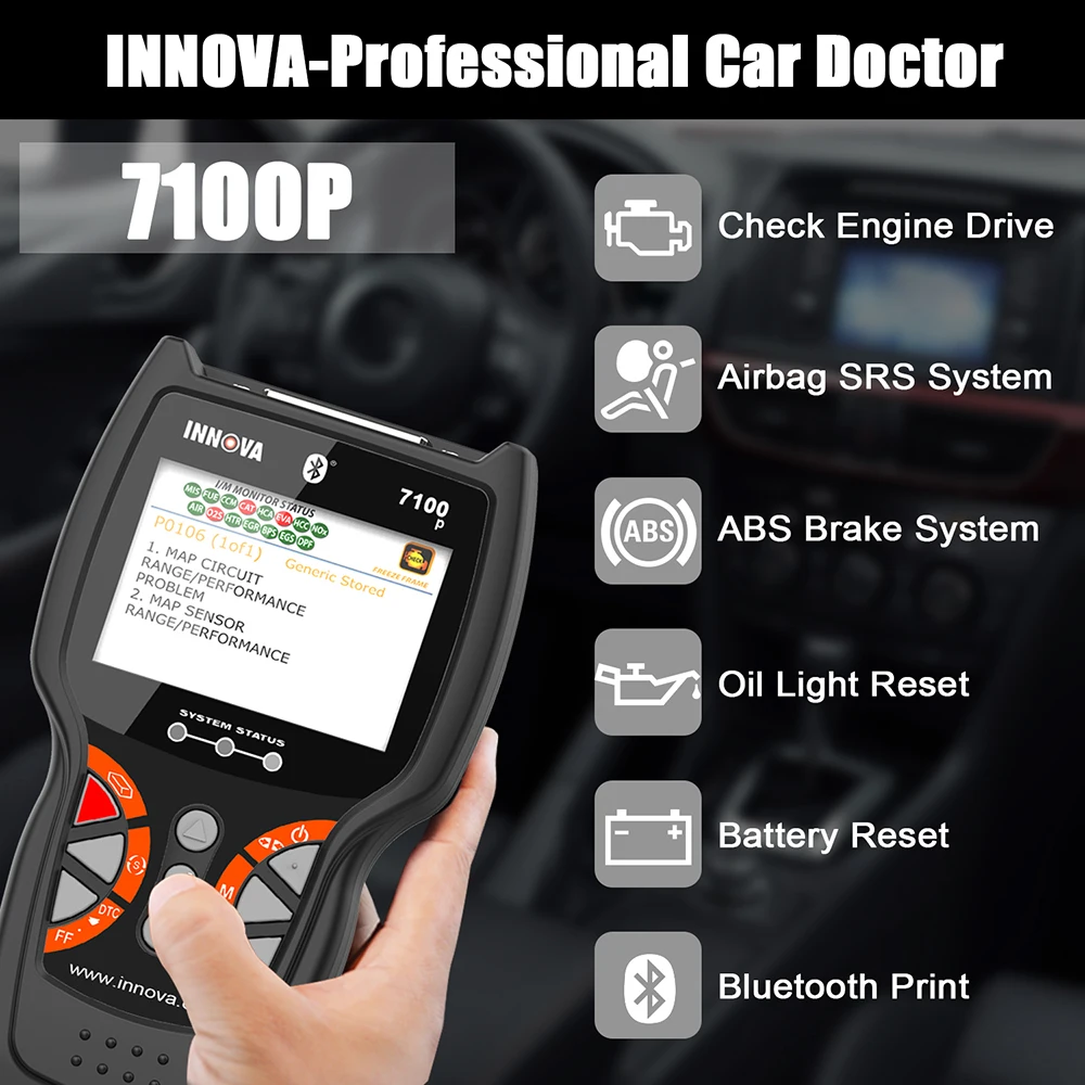 Innova 7100 P OBD2 сканер OBD 2 диагностический двигателя автомобиля ABS подушки