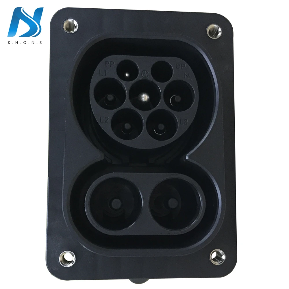 EVSE Combo 2 CCS Тип 2 разъем IEC 62196-3 Электрический автомобиль зарядки DC150A 850 в AC 63A 220 в гнездо зарядки сбоку автомобиля