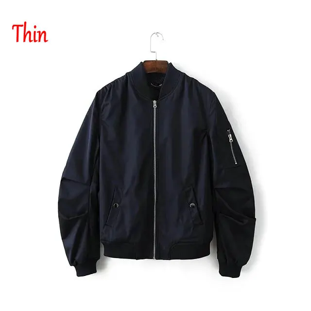 0211Navy Blue Весна-Осень, Мужская однотонная куртка-бомбер бордового цвета, мужская бейсбольная куртка на молнии с рукавом в рубчик - Цвет: 0211Navy Blue
