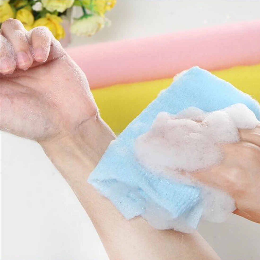 Горячая нейлоновая Гибкая щетка полотенце для ванны и душа тела чистка стирка