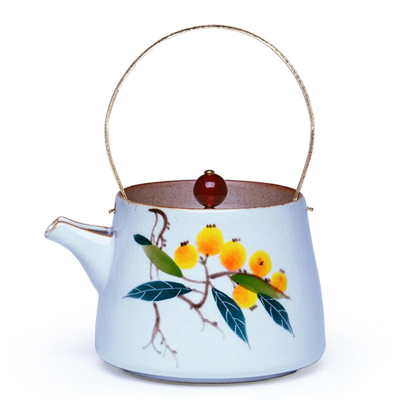 NOOLIM 200ml Jingdezhen Ceramic Pastel Hand Painted Pomegranate Gourd Tea Pot Kiln Filter Teapot Kung Fu Kettle Drinkware | Дом и сад