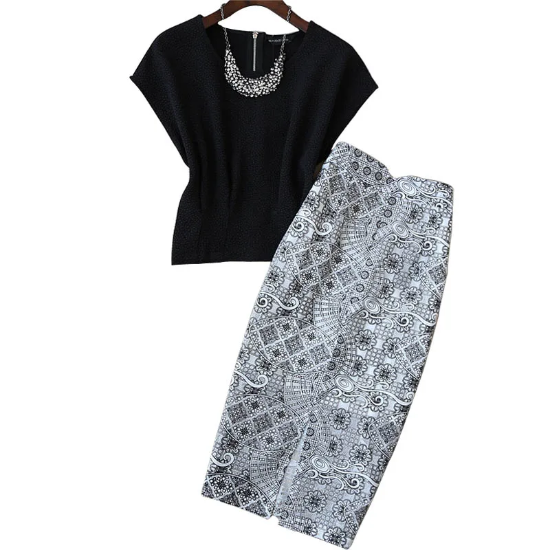 Женский костюм из двух предметов летняя тонкая рубашка и юбка с высокой талией