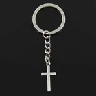 Модный двусторонний крестик 13x27 мм, подвеска 30 мм, брелок, металлическая цепочка, серебристый цвет, мужской автомобильный подарок, сувениры, брелок, Прямая поставка
