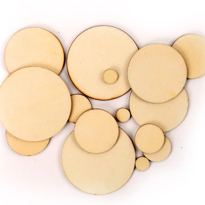 

Mix Round Wooden Scrapbooking Carft DIY For Handmade Home Embellishments Wood Circle Decoration 10/20/30/40/50mm 50pcs MT0794