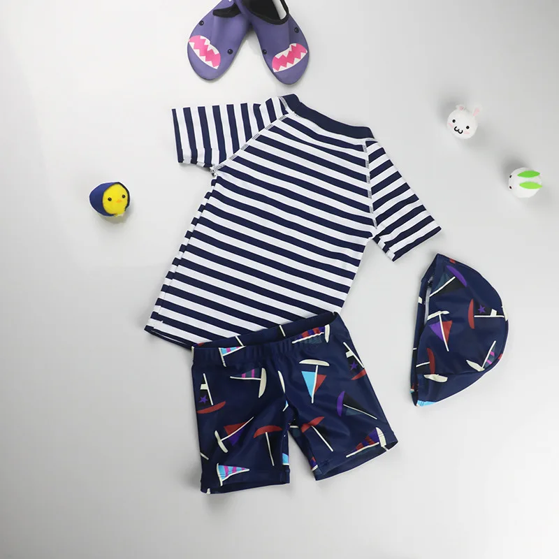 Купальник из двух частей с рисунком для новорожденных мальчиков детская пляжная