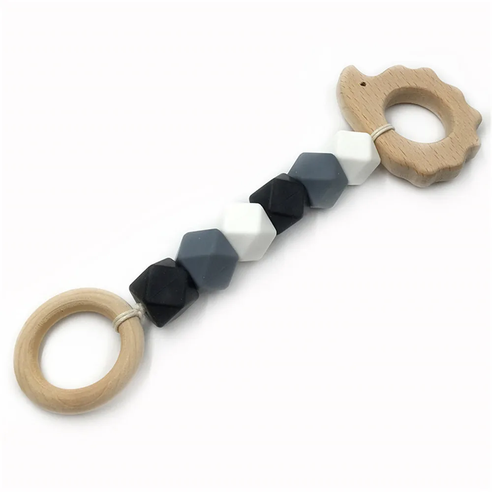 Деревянные детские игрушки для прорезывания зубов еж слон птица крючком