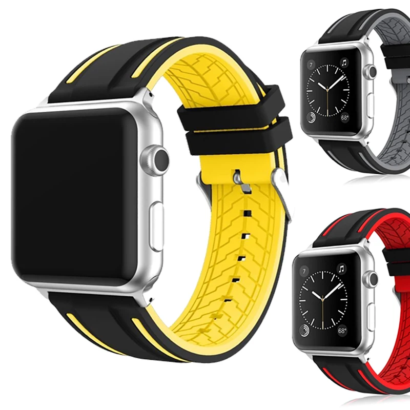 Спортивный мягкий силиконовый ремешок для Apple Watch Series4 3 2 1 42 мм 38 стильный замена