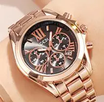 Rose gold black Супер женские часы с браслетом женские кварцевые часы из нержавеющей стали из розового золота женские водонепроницаемые часы relojes para mujer - Цвет: Rose gold black