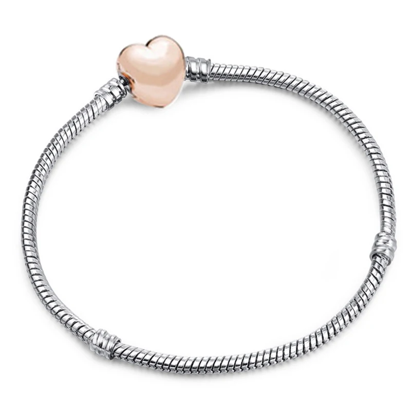 Heart Rose Gold Boosbiy, высокое качество, Ретро стиль, 6 стилей, очаровательный брендовый браслет для женщин, европейский стиль, очаровательные браслеты, сделай сам, изготовление ювелирных изделий, подарок - Окраска металла: Heart Rose Gold