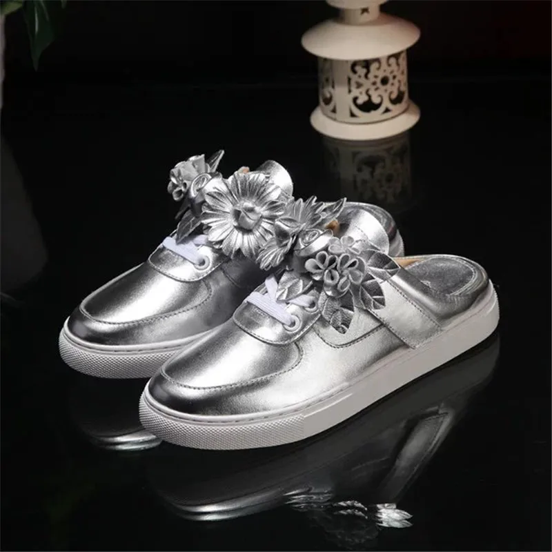 Цветочные кроссовки для женщин Повседневная обувь Цвет белый Zapatillas Mujer тапочки