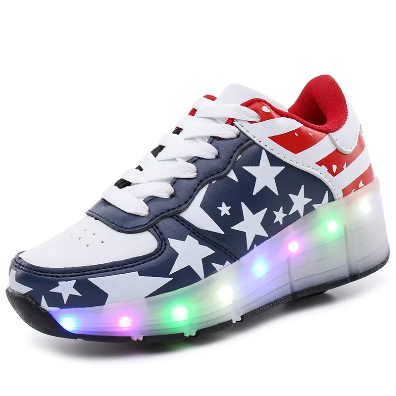 Size 29-40 Children LED light sneakers wheel boy Girl roller skate casual shoe with girl zapatillas zapatos con ruedas | Детская одежда