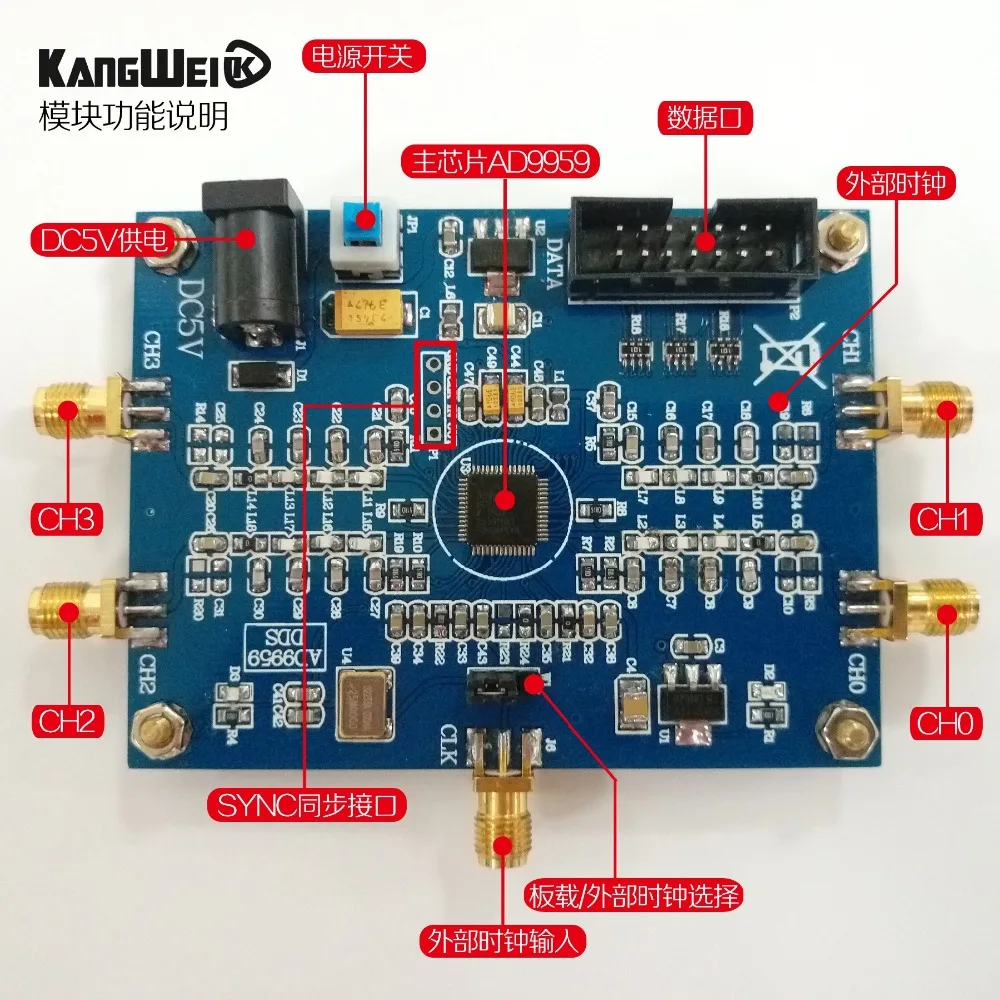 The performance of four-channel DDS module AD9959 signal-generator radio frequency signal-source is much better than that | Обустройство