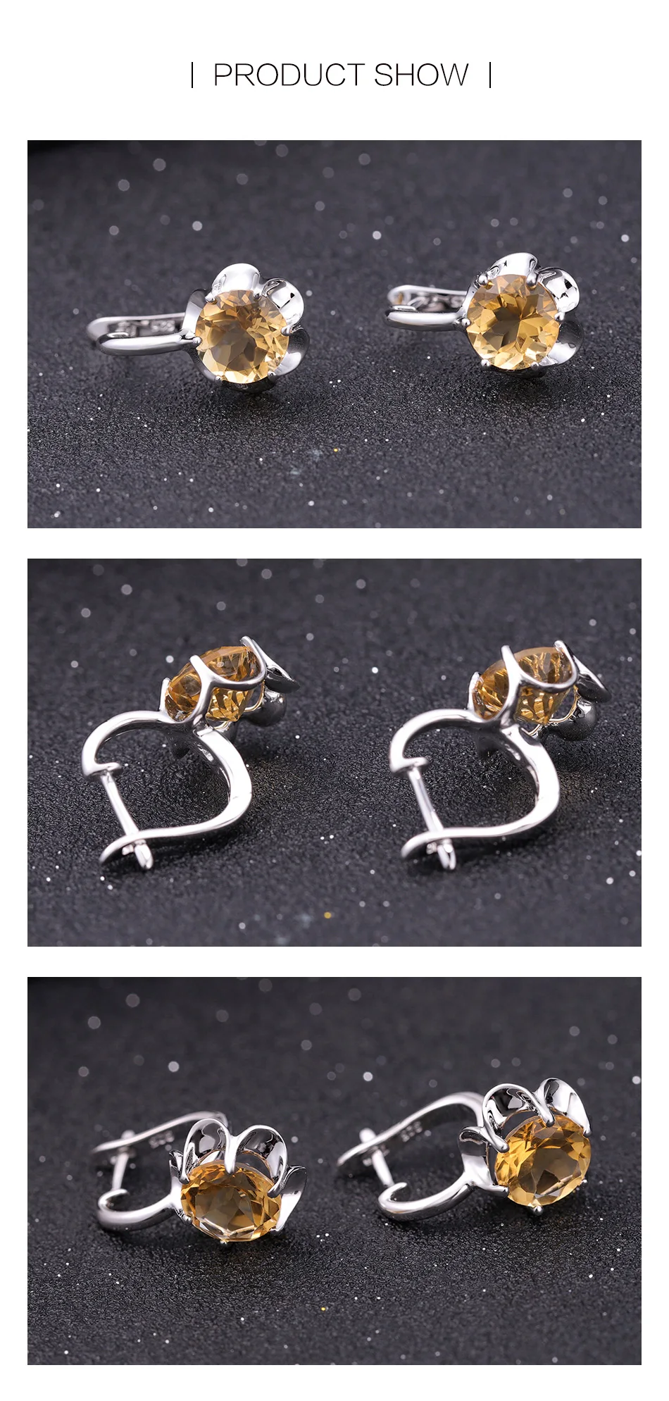 GEM'S балет 5.32Ct натуральный цитрин камень ноября серьги гвоздики Настоящее 925 пробы серебряные ювелирные изделия для женщин Свадебные