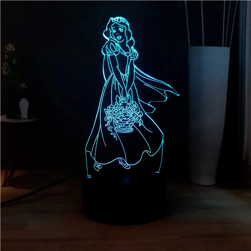 Прямая поставка новинка 3D акриловая иллюзия лампа милая сказочная принцесса