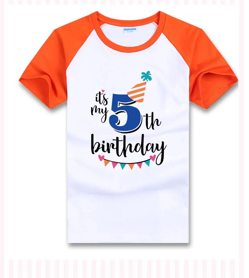 Детская футболка с надписью «Happy Birthday» для мальчиков, праздничная одежда с короткими рукавами для детей 1, 2, 3, 4, 5, 6, 7, 8 От 9 до 10 лет