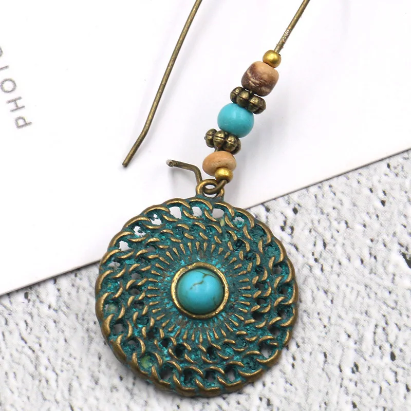 Винтажные бусины Ушные Кольца с подвесками для женщин этнические богемные