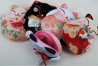 8 pieces japanese style lucky cat coin purses coin bags zero wallet japanese kimono fabric