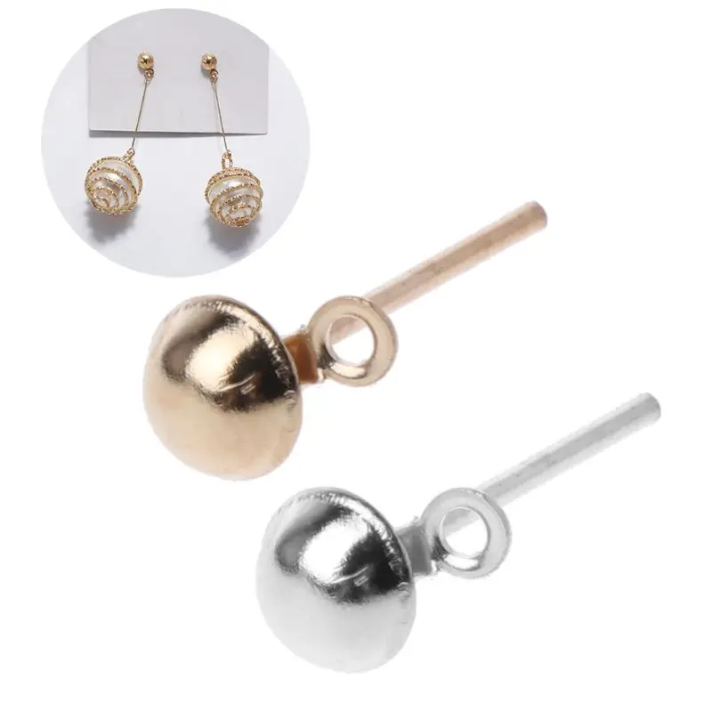 100 шт. серьги сделай сам круглые шпильки с петлей Серебряное золото латунные