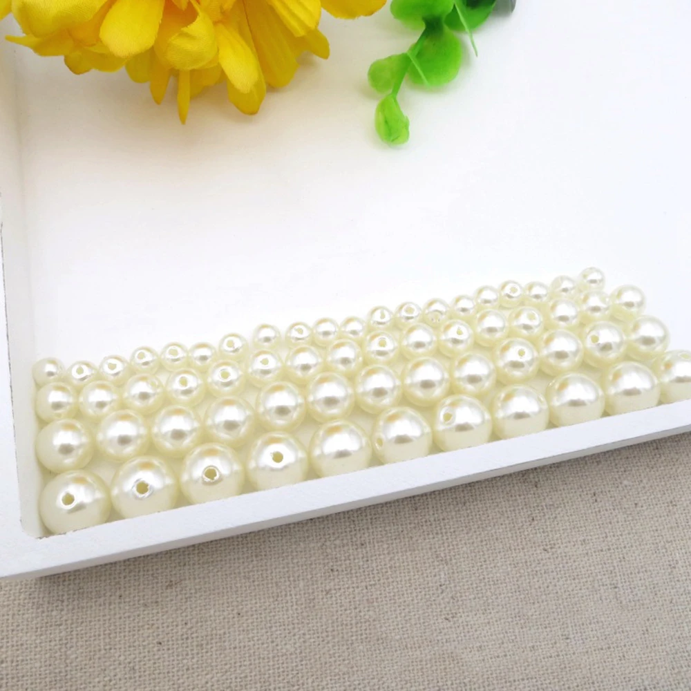 1000 шт Круглые бусины из ABS искусственного жемчуга, белый жемчуг для рукоделия, свадебный браслет, букет, украшение, ювелирные изделия, аксессуары