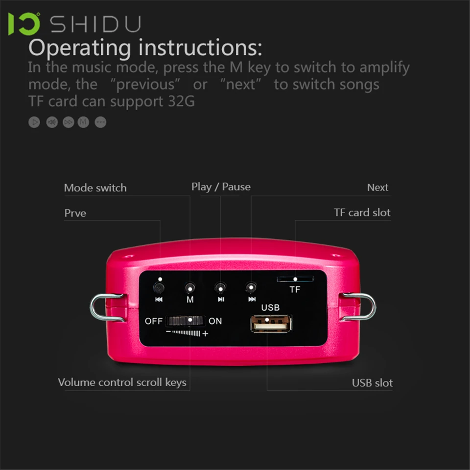 SHIDU M600 усилитель голоса USB динамик проводной портативный полный спектр динамик s Lautsprecher для учителя гид Йога инструкторов