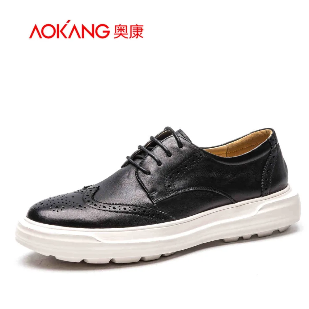 AOKANG men genuine leather shoes brogue Walking Shoes Men Personalized Fitness Health Casual Masculino Male | Обувь