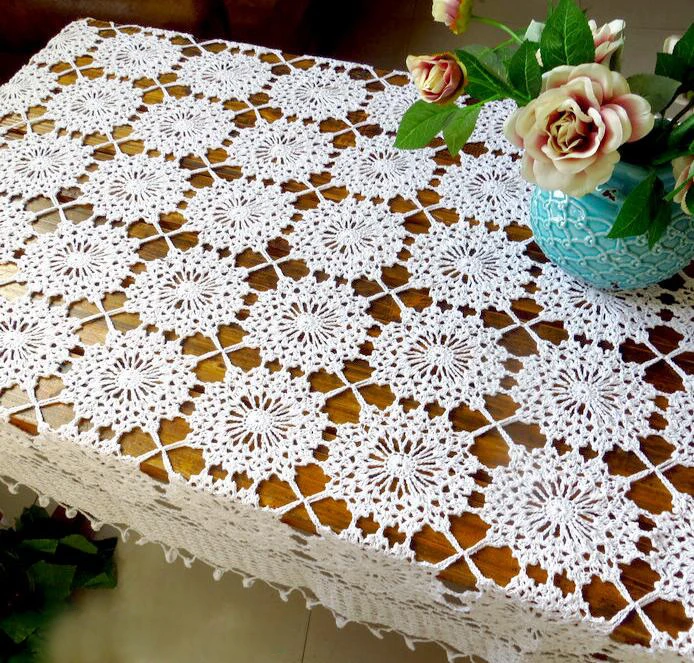 Рождество ручной работы вязанный цветочный прямоугольные скатерти с шипами