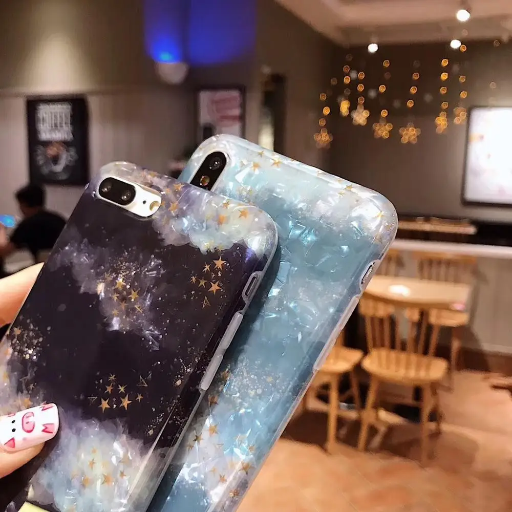 PEIPENG Luxury Phone Case For iphone 6 6S 7 8 Plus Star Shell Pattern Soft X XS MAX XR Silicone Coque Back Cover | Мобильные