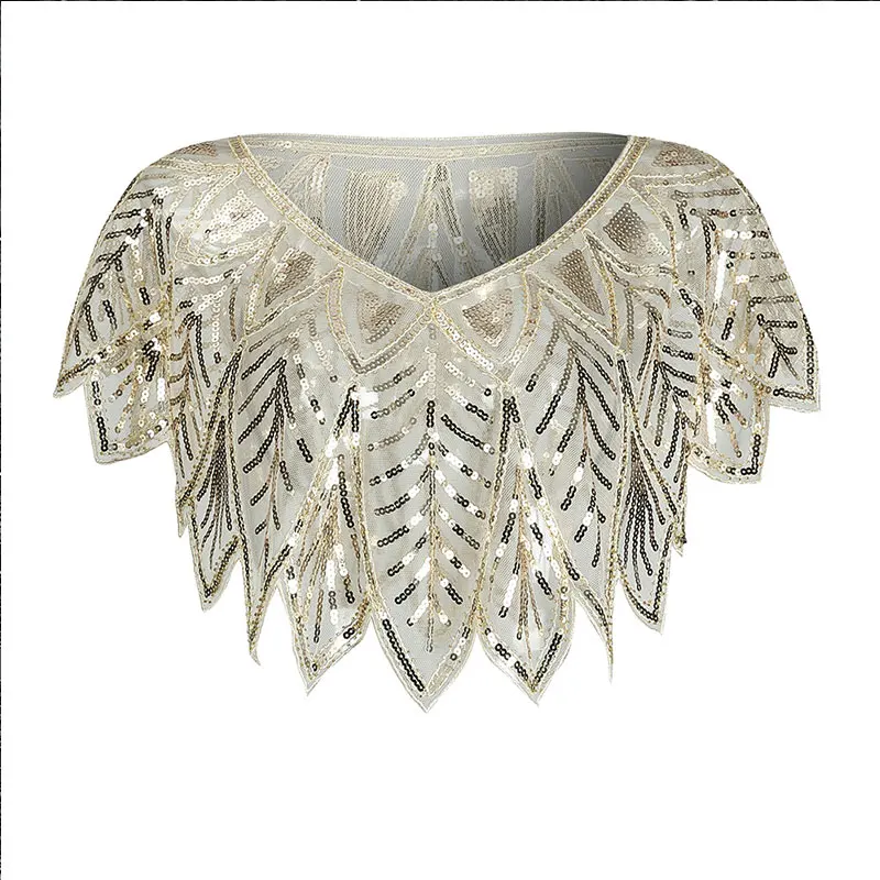 Apricon Shawl Черная шаль накидка болеро с бисером пройма в винтажном стиле 1920s большой Гэтсби Хлопушка арт деко ручной работы - Цвет: Apricon Shawl